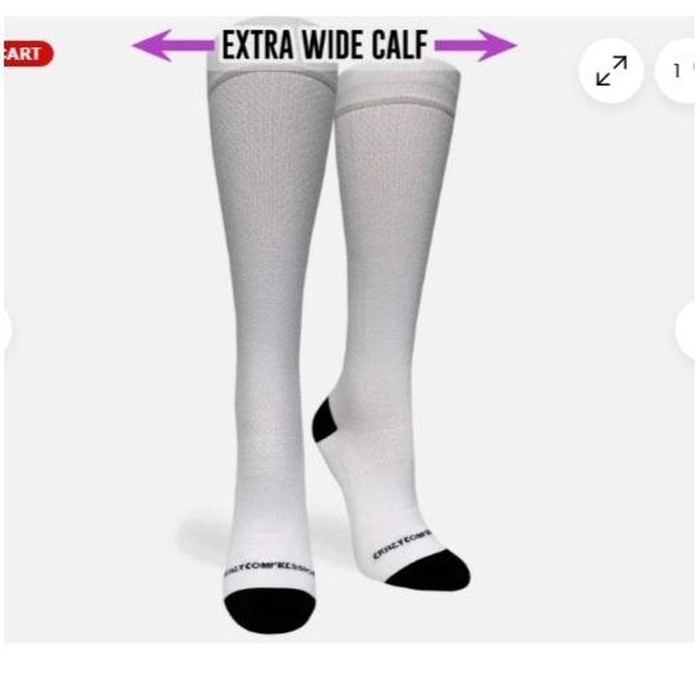 3 pack Crazy Compression Wide Calf White OTC Compression Knee Socks sz S/M